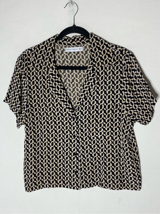 Faithfull the Brand Tops - Faithfull the Brand Black & Beige Geometric Short Sleeve Button Down